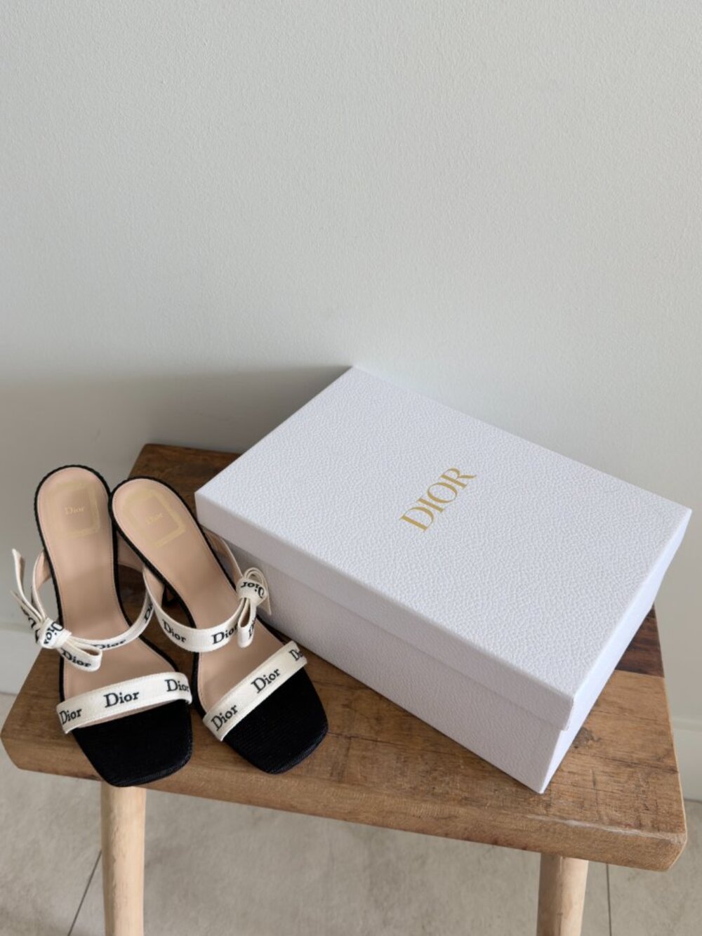 Christain Dior Heeled Sandal with J'Adior Straps Black Embroidered Cotton, 39.5 - Picture 8 of 13